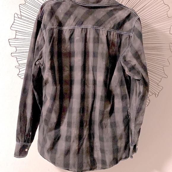 Age of Wisdom Men’s Pearl Snap Button Down Shirt Black Grey Size Large - Picture 2 of 8